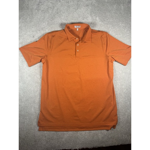 Peter Miller Summer Comfort Orange Tone Stripe Performance Golf Polo Shirt XL - Picture 4 of 9